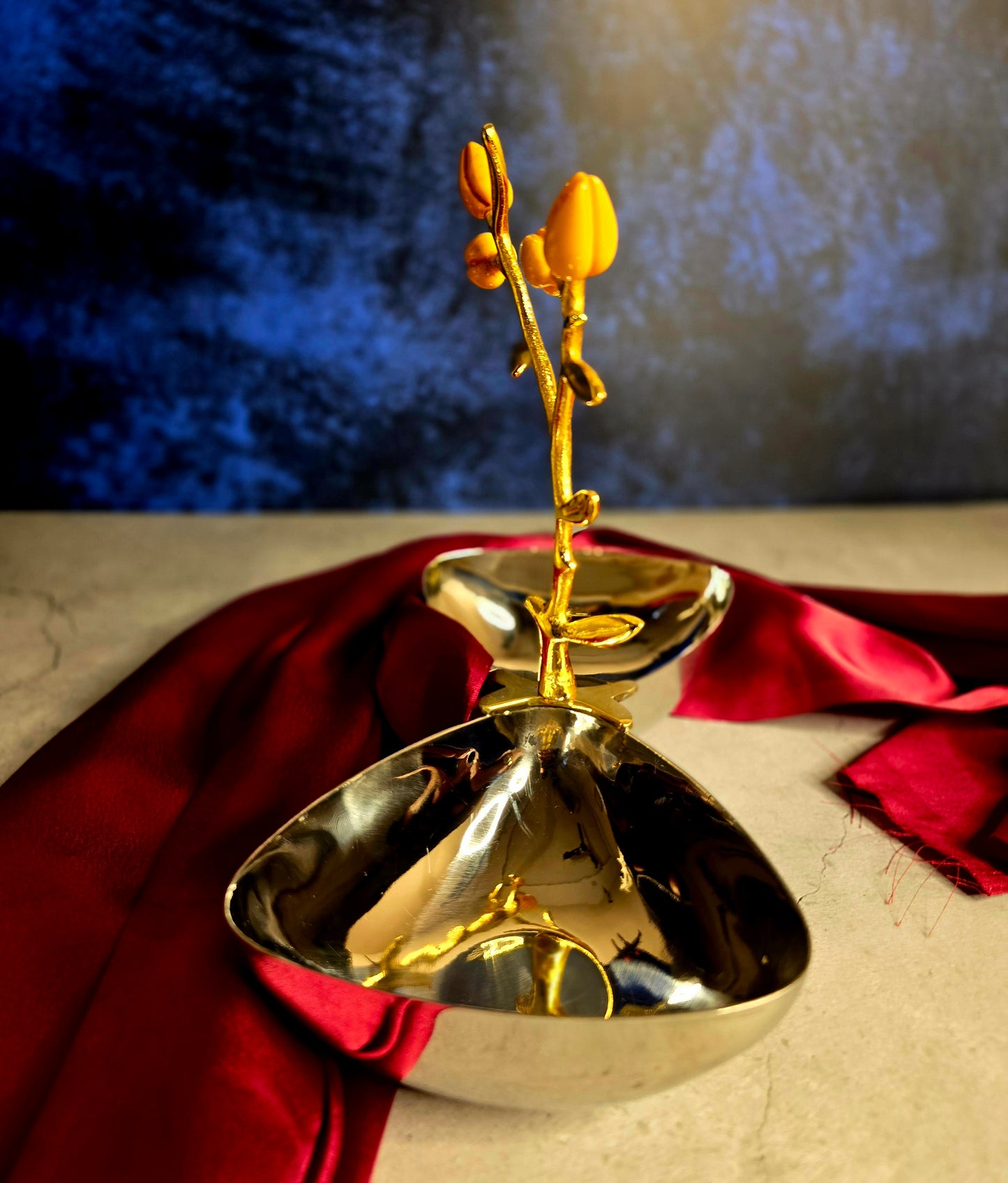TWIN SERVING SILVER YELLOW LEAF