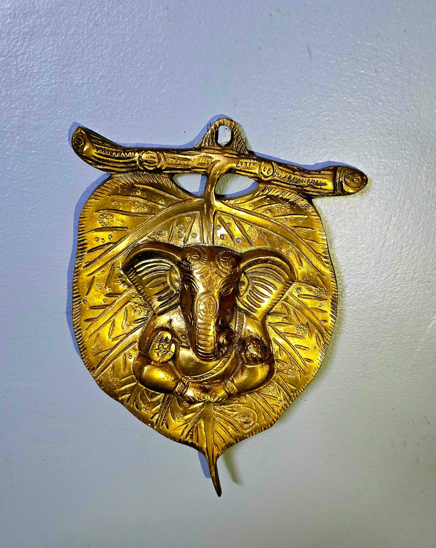 Divine Leaf Ganesh Brass Wall Art