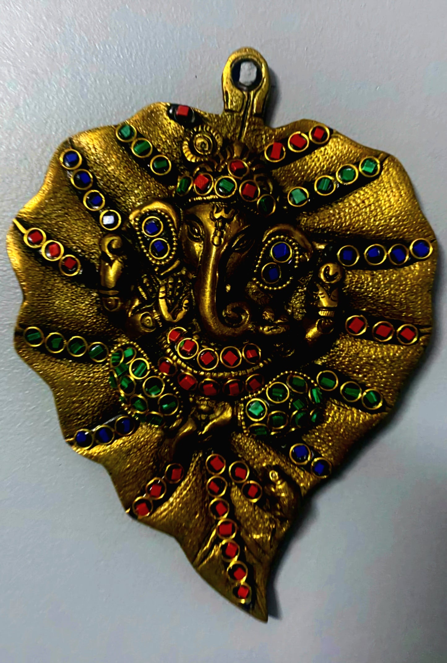 Leaf Ganesh Brass Wall Decor