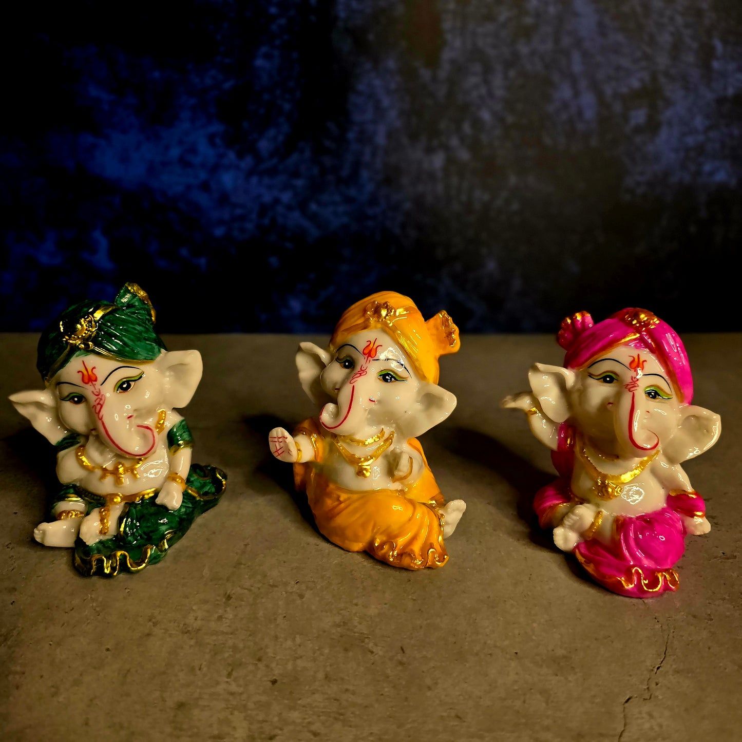 Mystic Marble Ganesh Trio