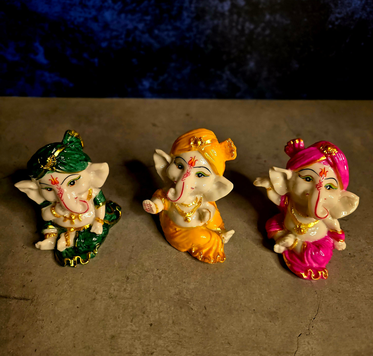 Mystic Marble Ganesh Trio