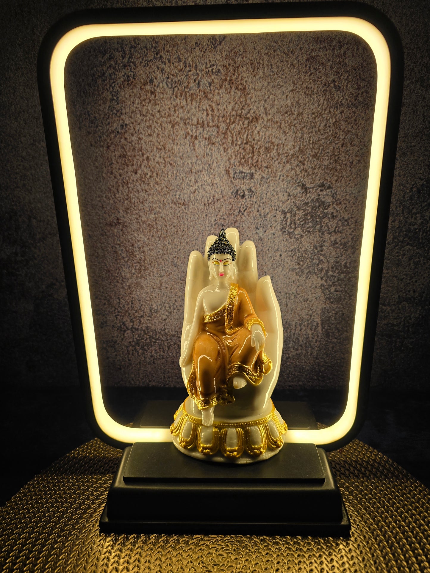 Palm Buddha with light